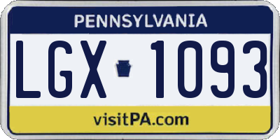 PA license plate LGX1093