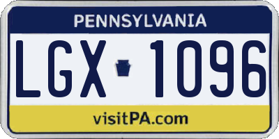 PA license plate LGX1096