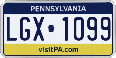 PA license plate LGX1099
