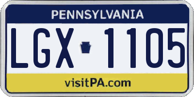 PA license plate LGX1105