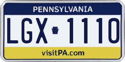 PA license plate LGX1110