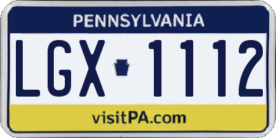 PA license plate LGX1112