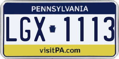 PA license plate LGX1113