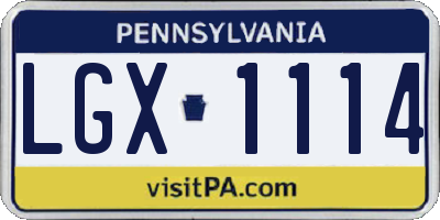 PA license plate LGX1114
