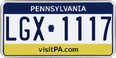 PA license plate LGX1117