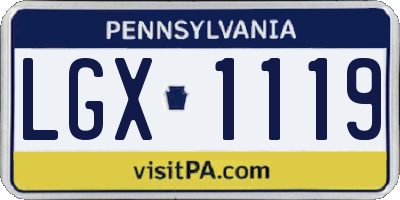 PA license plate LGX1119