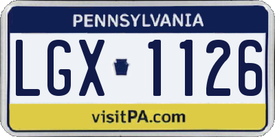 PA license plate LGX1126