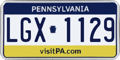 PA license plate LGX1129