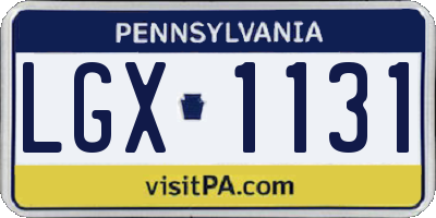PA license plate LGX1131