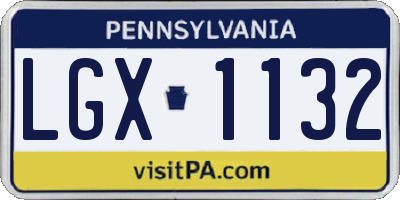 PA license plate LGX1132