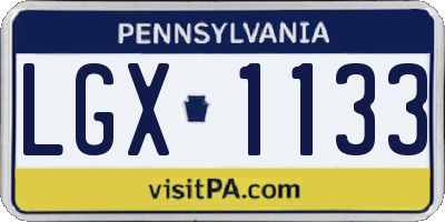 PA license plate LGX1133