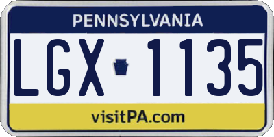PA license plate LGX1135