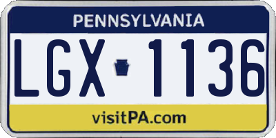 PA license plate LGX1136