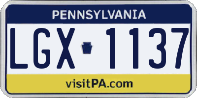 PA license plate LGX1137