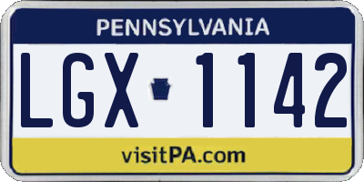 PA license plate LGX1142