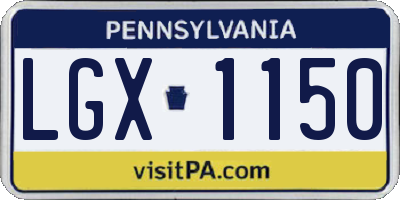 PA license plate LGX1150