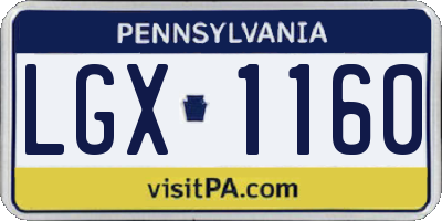 PA license plate LGX1160