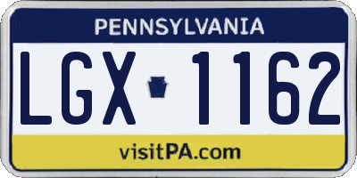 PA license plate LGX1162