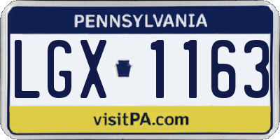 PA license plate LGX1163