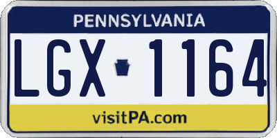 PA license plate LGX1164