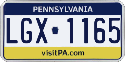 PA license plate LGX1165