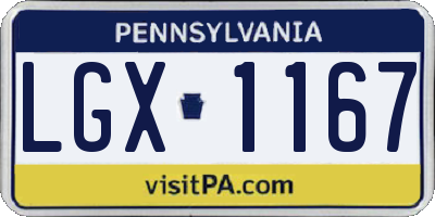 PA license plate LGX1167
