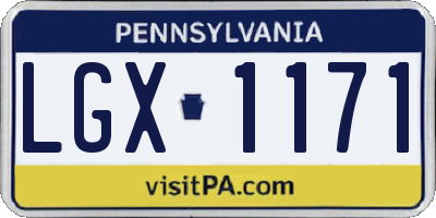 PA license plate LGX1171