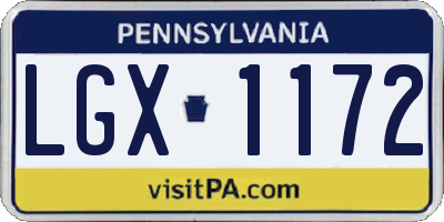 PA license plate LGX1172