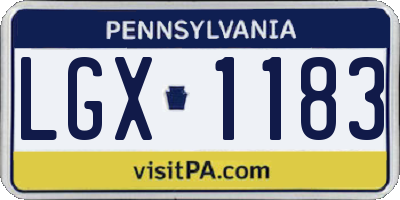 PA license plate LGX1183