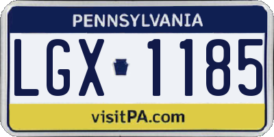 PA license plate LGX1185