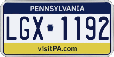 PA license plate LGX1192