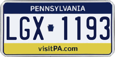 PA license plate LGX1193