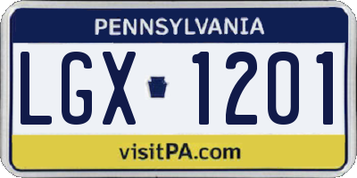 PA license plate LGX1201