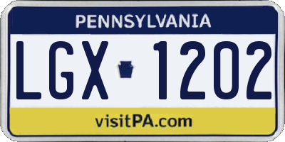 PA license plate LGX1202
