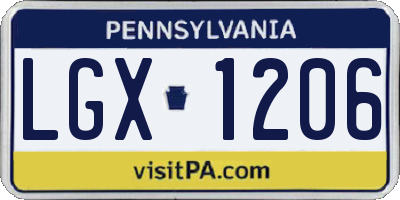 PA license plate LGX1206