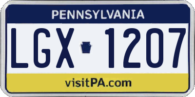 PA license plate LGX1207