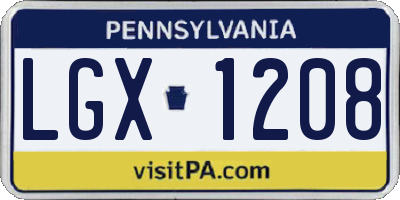 PA license plate LGX1208
