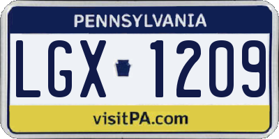 PA license plate LGX1209