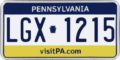 PA license plate LGX1215