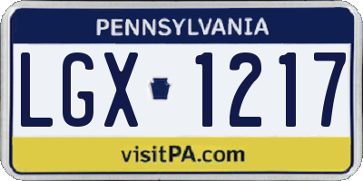 PA license plate LGX1217