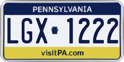 PA license plate LGX1222