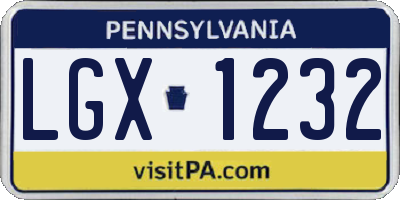 PA license plate LGX1232