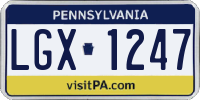 PA license plate LGX1247