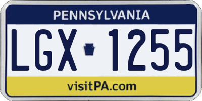 PA license plate LGX1255