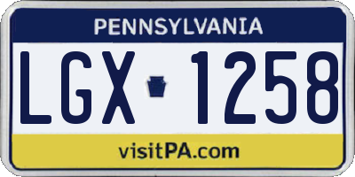 PA license plate LGX1258