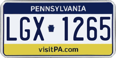 PA license plate LGX1265