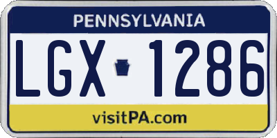 PA license plate LGX1286