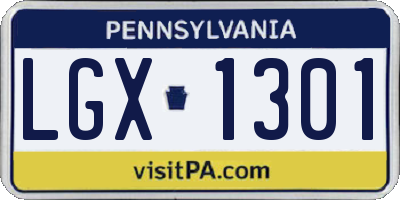 PA license plate LGX1301