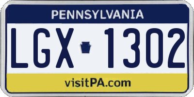 PA license plate LGX1302