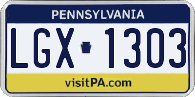 PA license plate LGX1303
